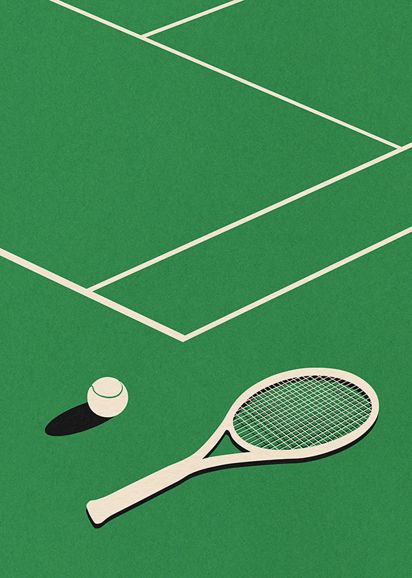 Sportovní obraz: raketa a míček na dvorci