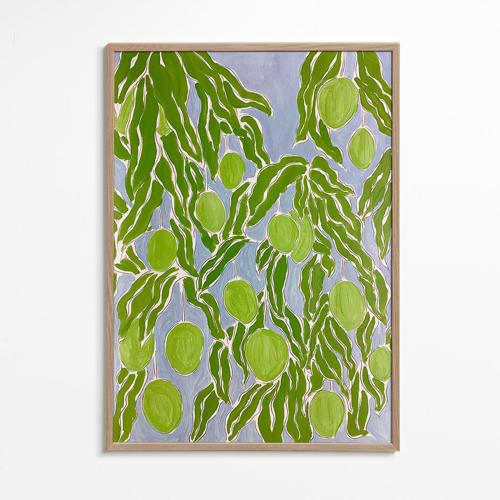 Obraz do kuchyně se zelenými mangy – Oak Frame