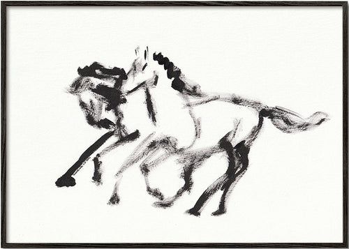 Obraz koní v inkoustu – Black Frame