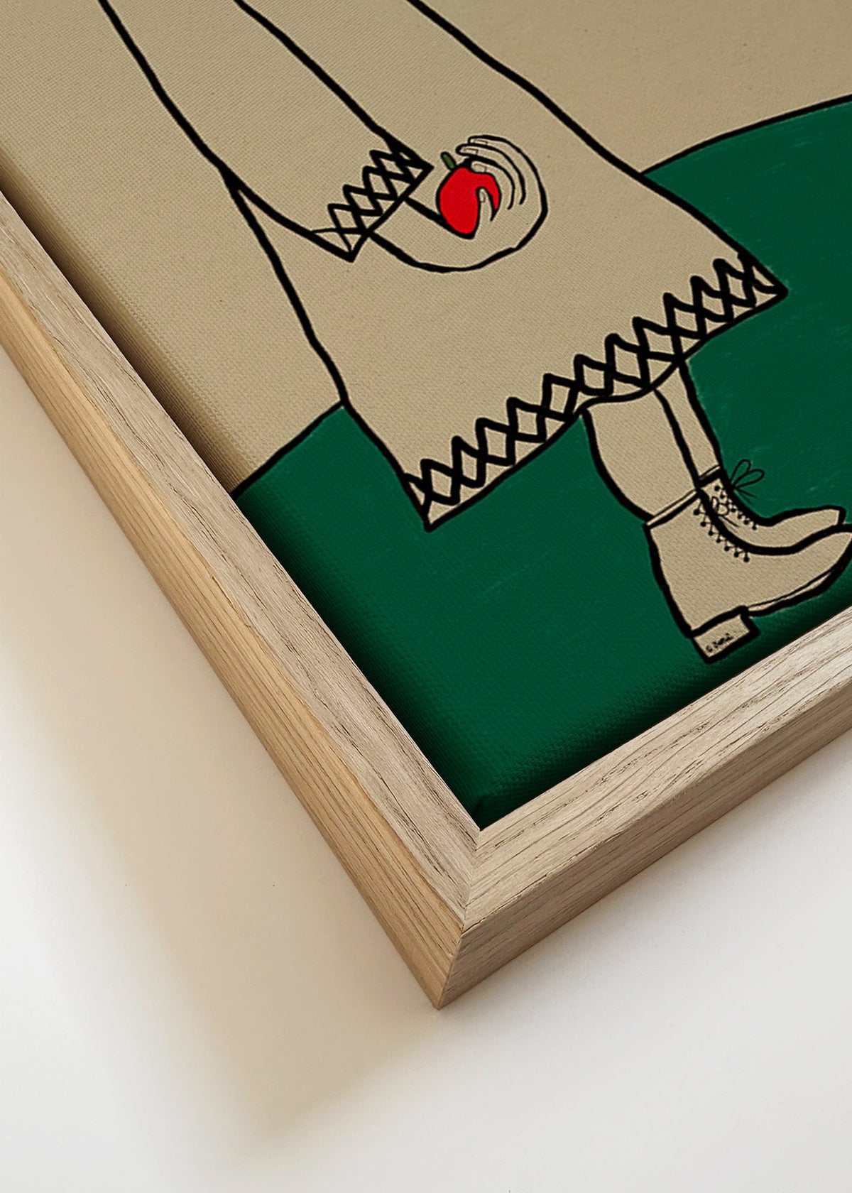 Ilustrace koně s dívkou a jablkem – Canvas detail