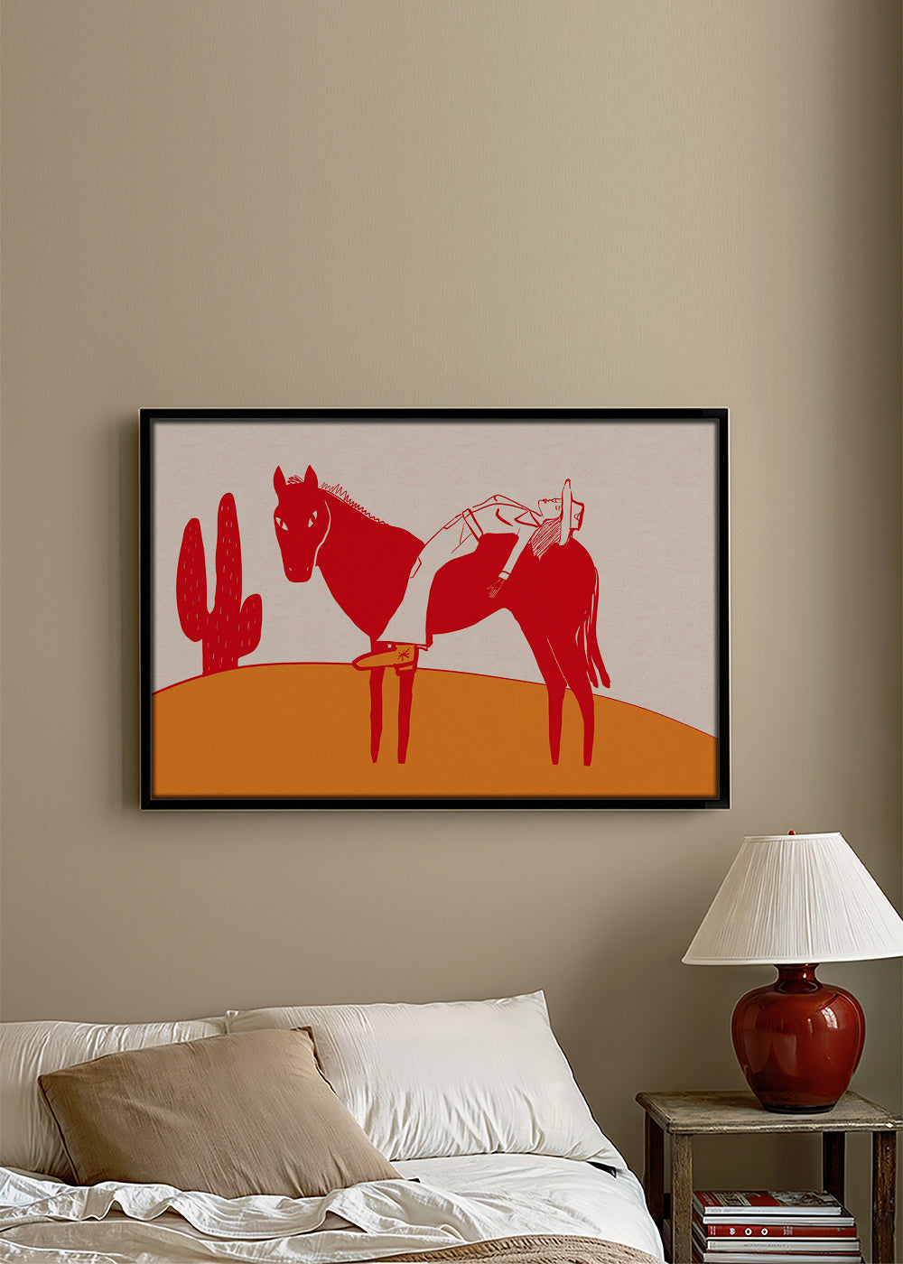 Obraz cowgirl odpočívající na červeném koni – Canvas1