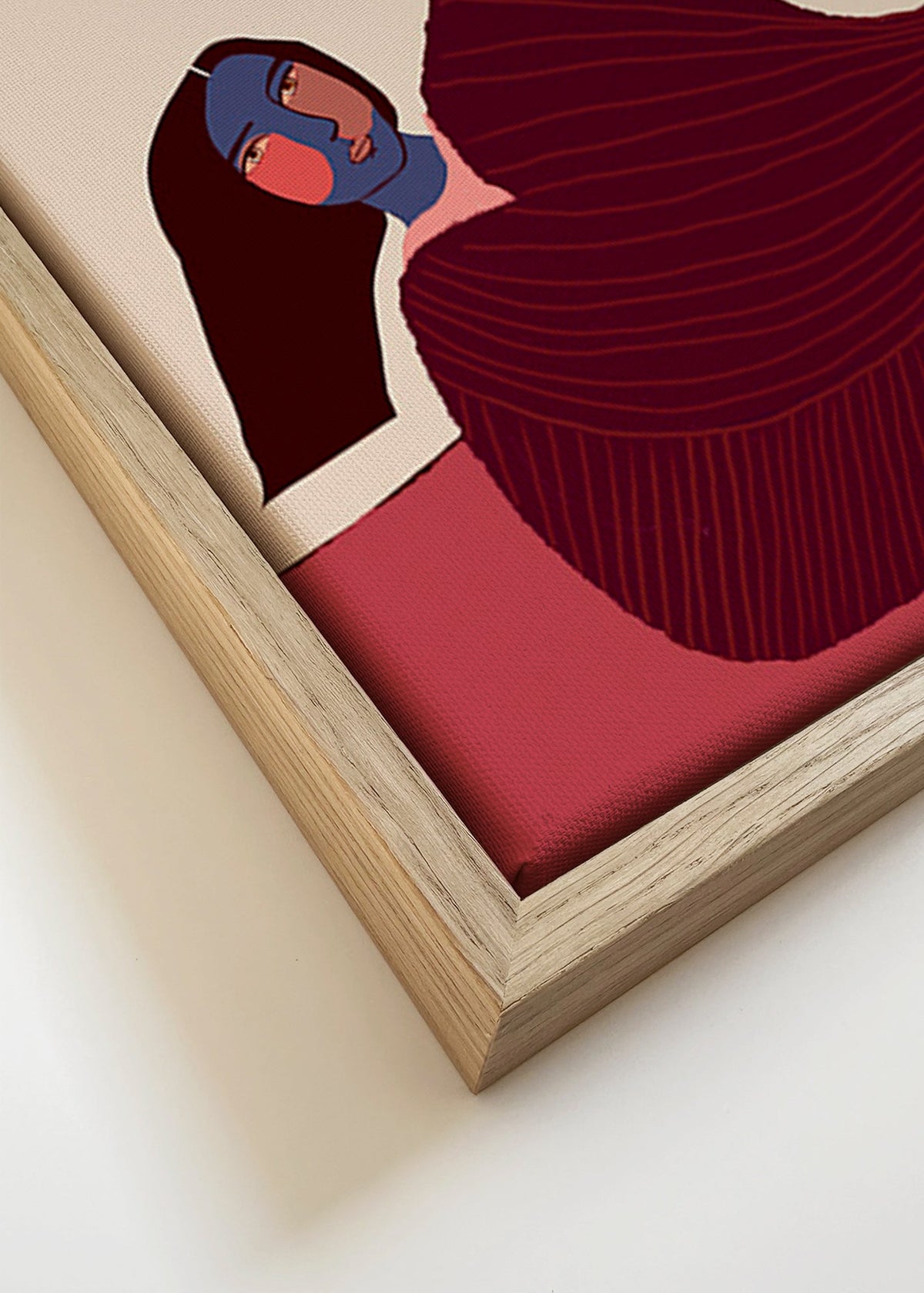 Ilustrace ležící postavy s králíkem – Canvas detail