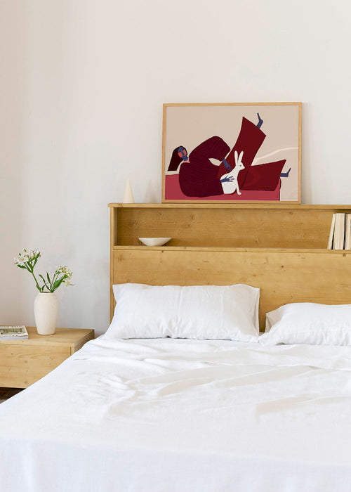 Ilustrace ležící postavy s králíkem – Product1