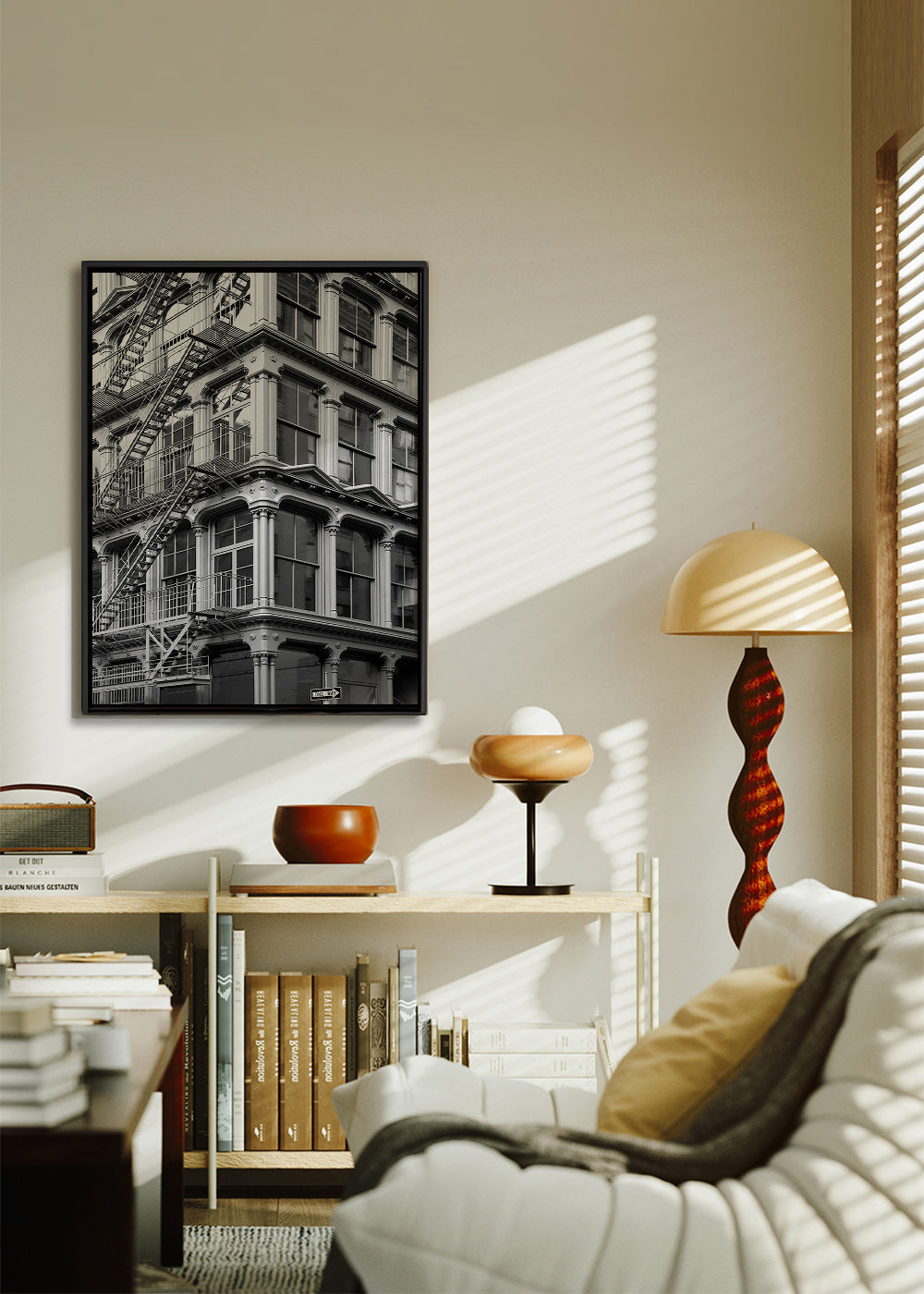 Fotografie městského rohu s protipožárními schody – Canvas1