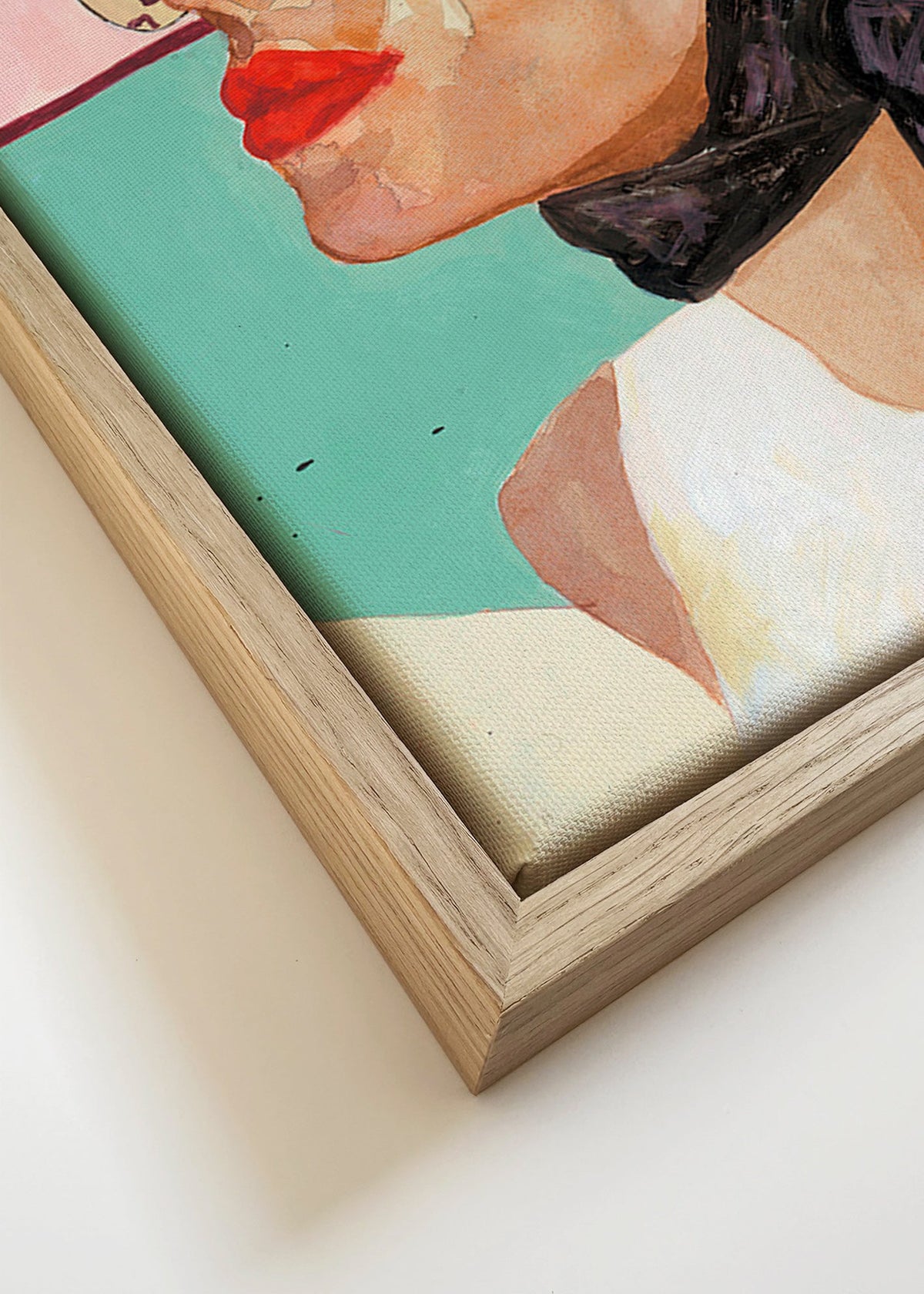 Ilustrace ženy s retro slunečními brýlemi – Canvas detail