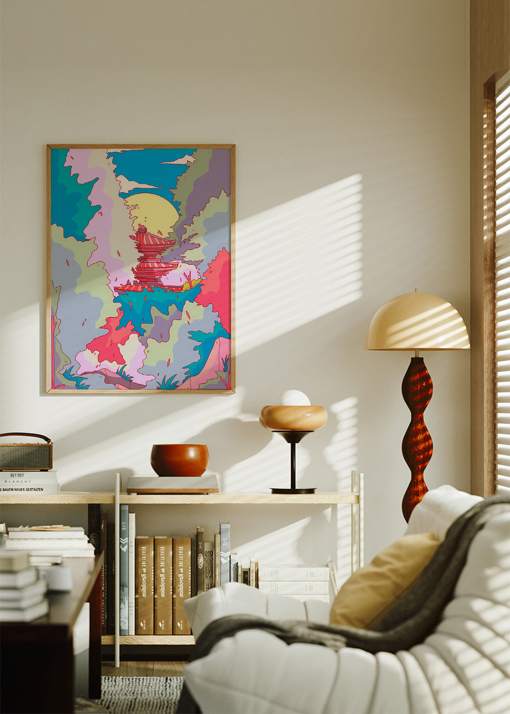 Ilustrace japonského chrámu v živých barvách – Product1