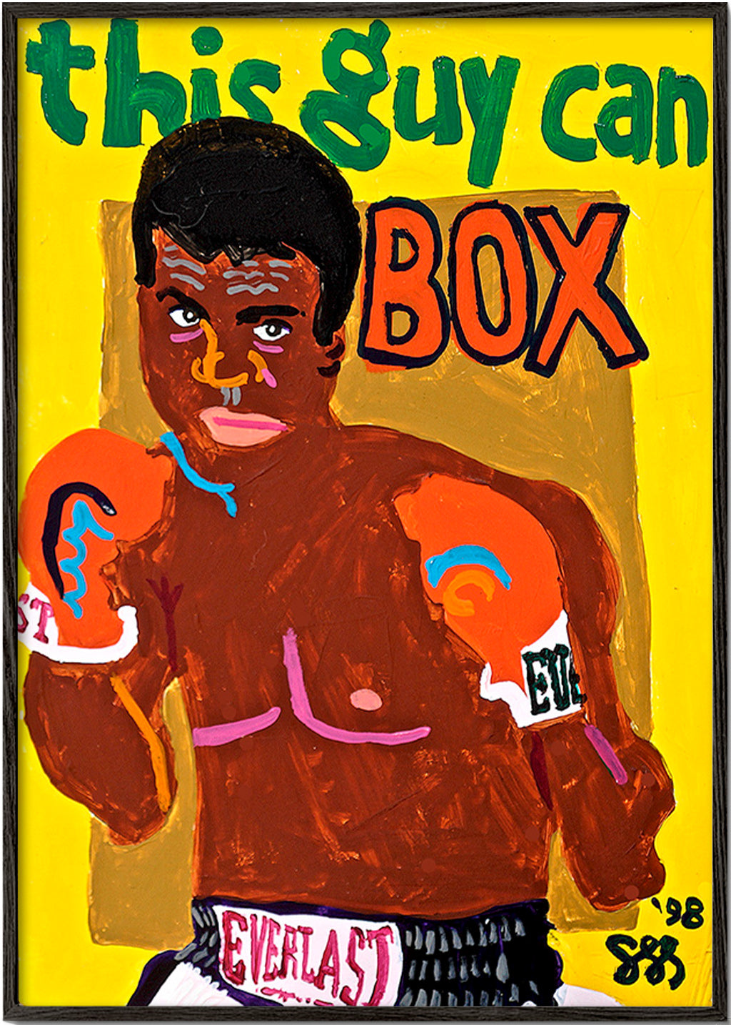 Sportovní obraz boxer ilustrace – Black Frame