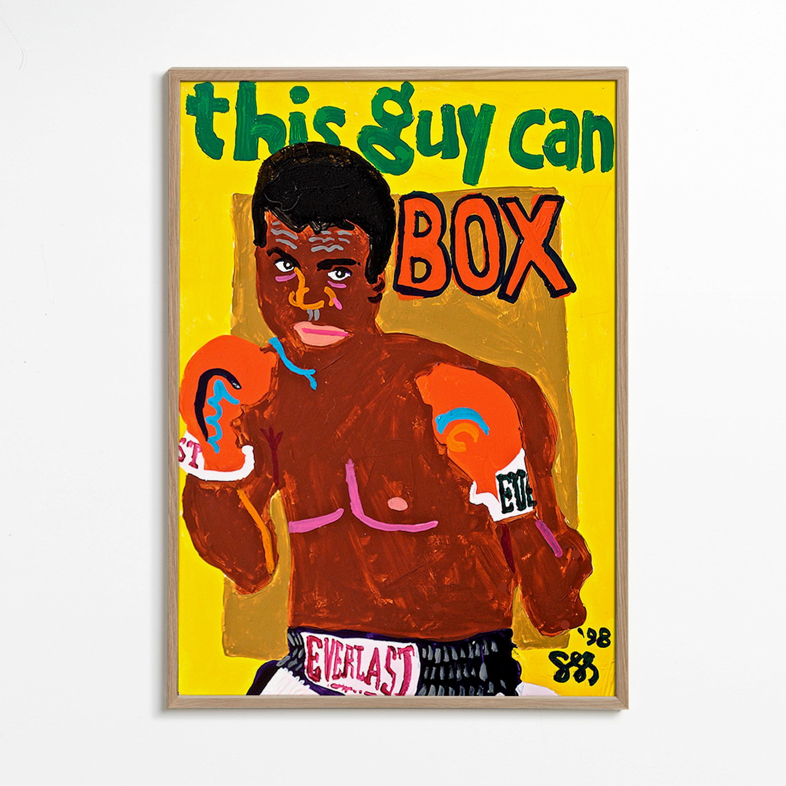 Sportovní obraz boxer ilustrace – Oak Frame