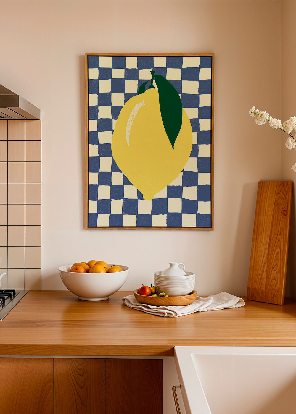 Obraz do kuchyně: citronová ilustrace na šachovnici – Canvas1