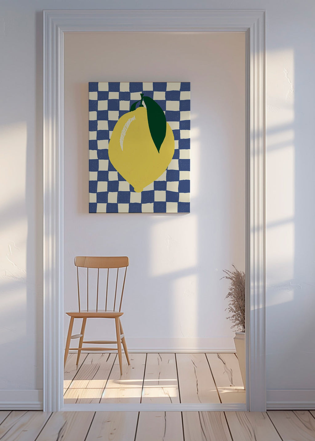 Obraz do kuchyně: citronová ilustrace na šachovnici – Canvas