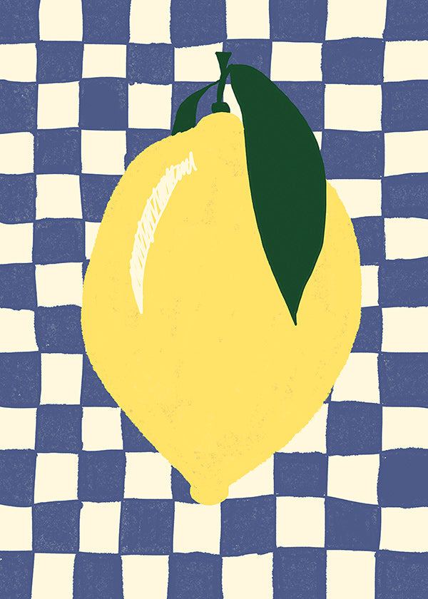 Obraz do kuchyně: citronová ilustrace na šachovnici