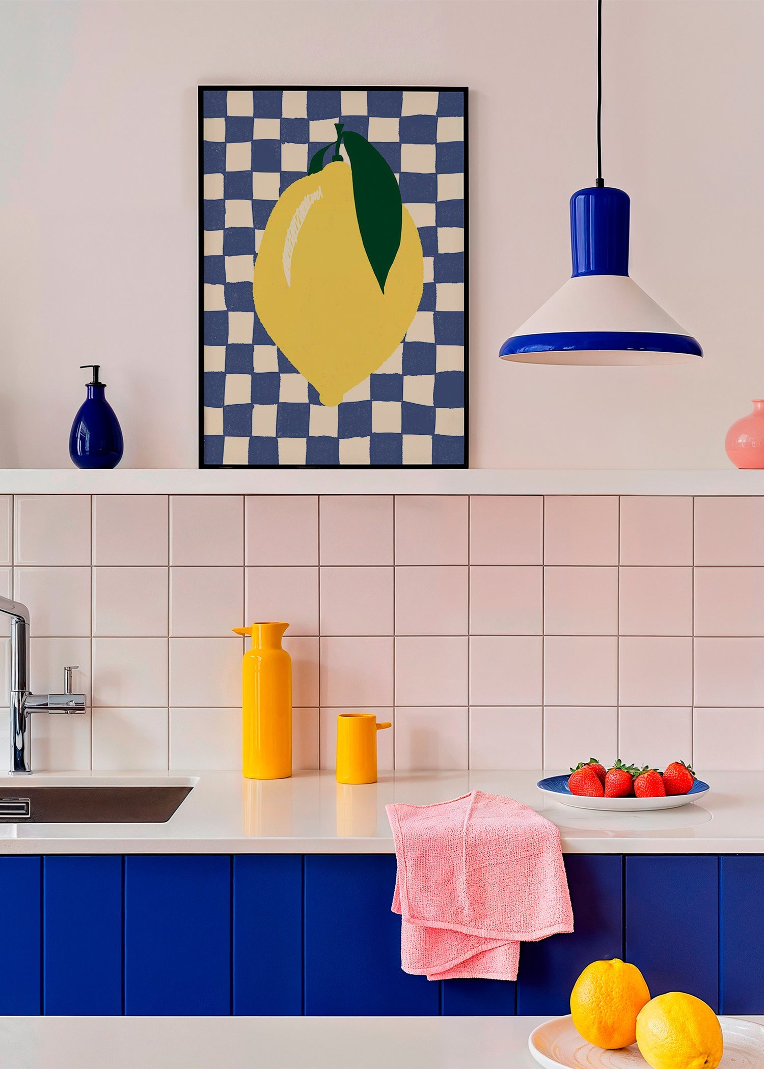 Obraz do kuchyně: citronová ilustrace na šachovnici – Product3