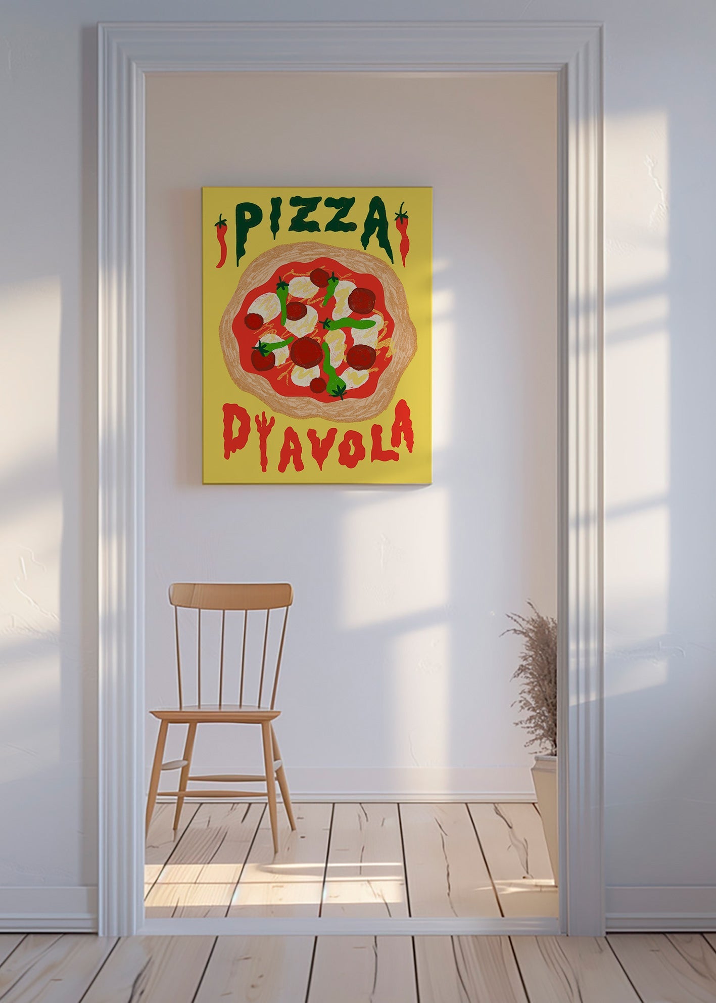 Obraz do kuchyně: Ilustrace Pizza Diavola – Canvas