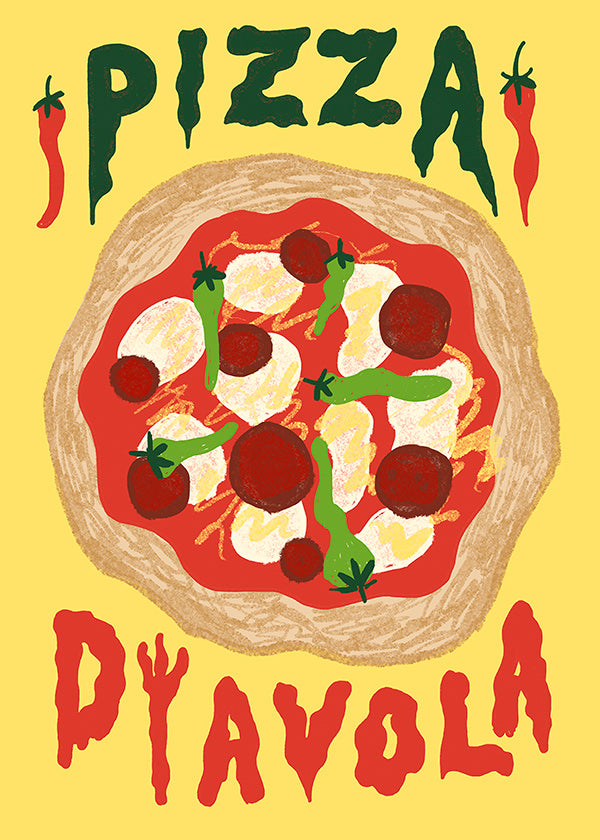 Obraz do kuchyně: Ilustrace Pizza Diavola