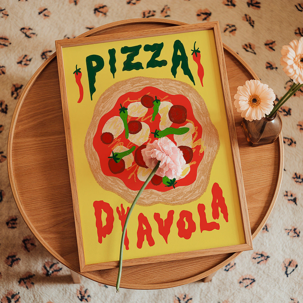 Obraz do kuchyně: Ilustrace Pizza Diavola – Product1