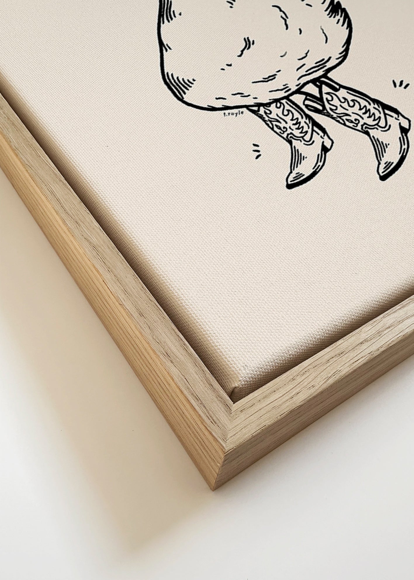 Ilustrace káčera kovboje – Canvas detail