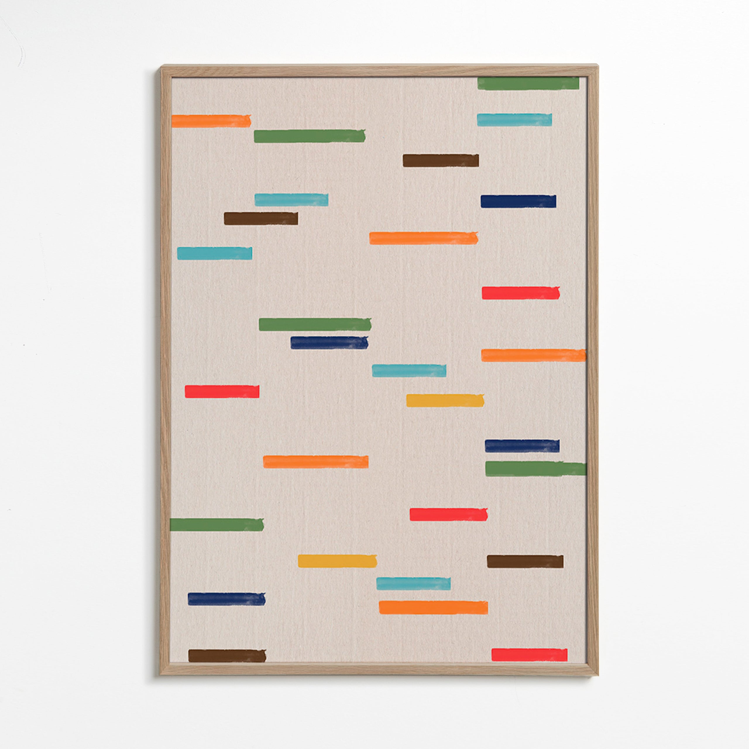 Abstraktní obraz s plovoucími pruhy – Oak Frame
