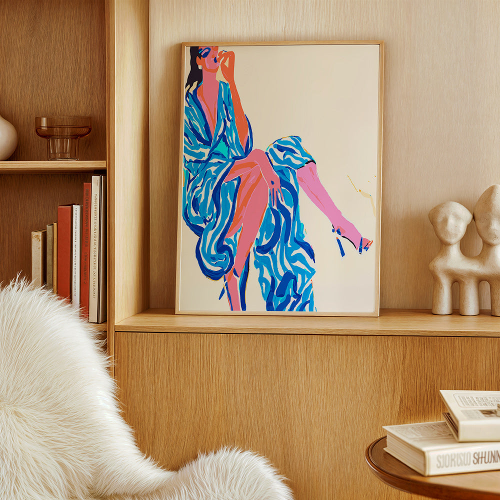 Ilustrace ženy v potiskovaném županu – Product1