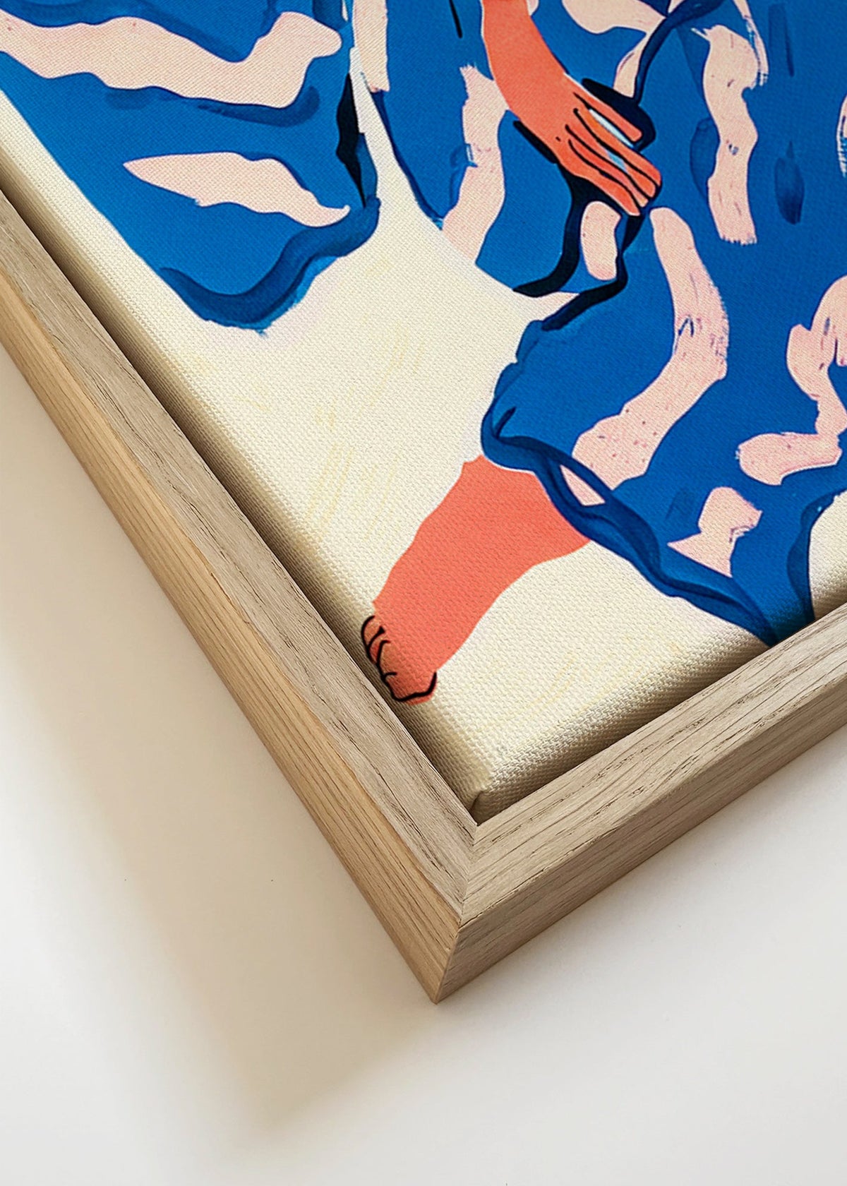 Ilustrace postavy v modrém rouchu – Canvas detail