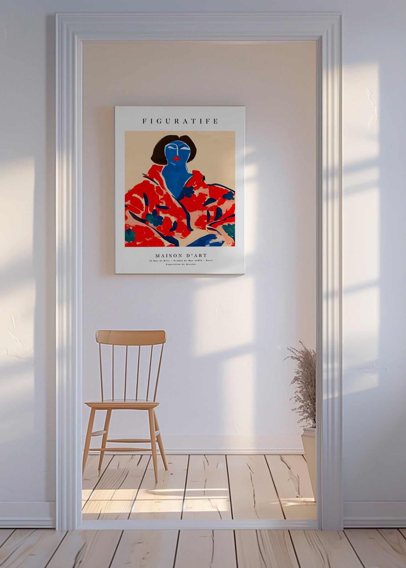 Ilustrace ženy v červeném kimonu – Canvas