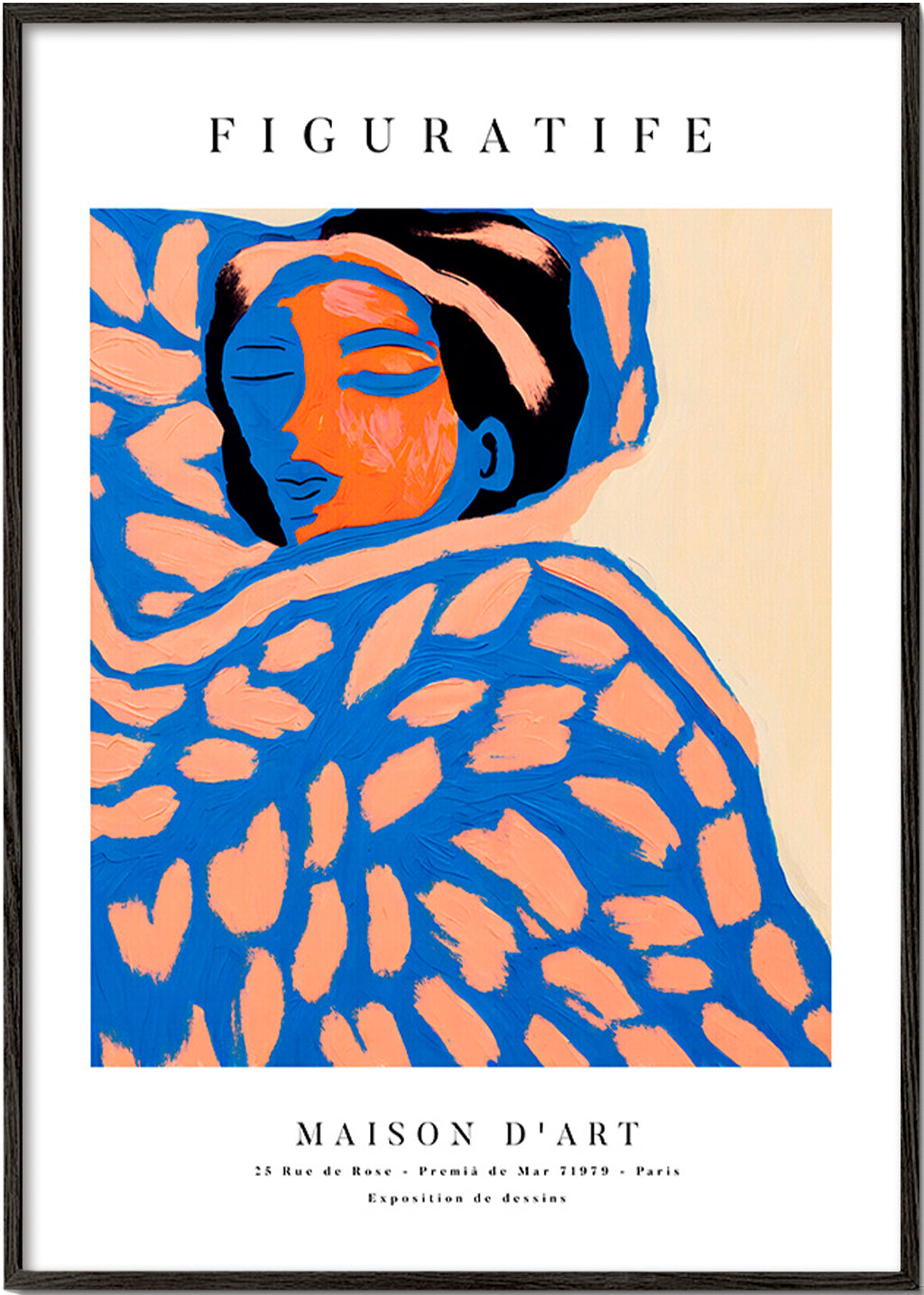 Figurativní ilustrace žena zabalená – Black Frame