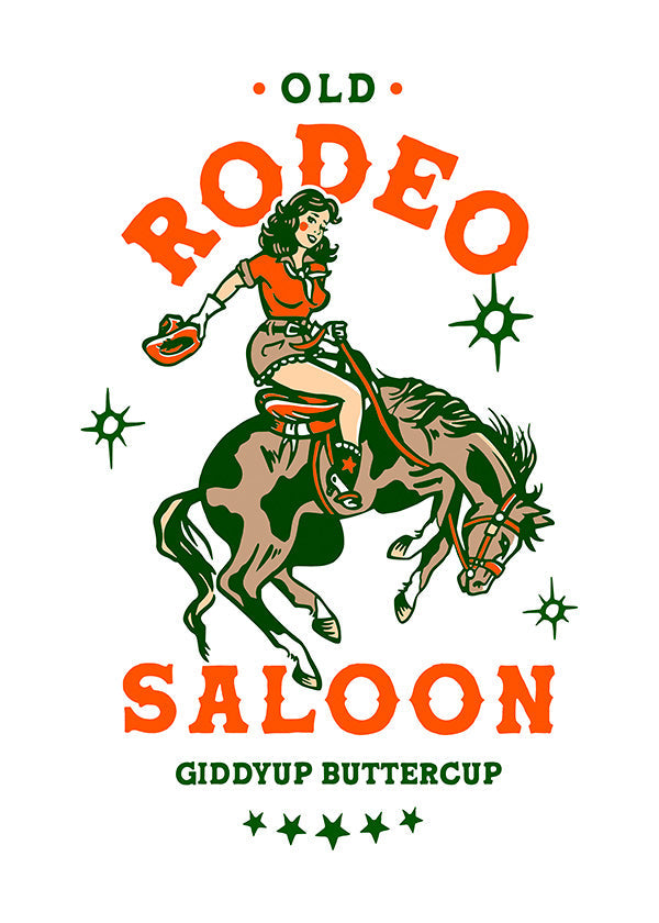 Vintage rodeo plakát s kovbojkou