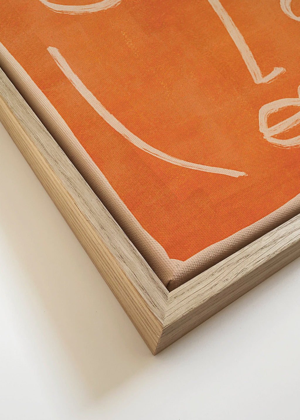 Abstraktní obraz lineární obličej oranžový – Canvas detail