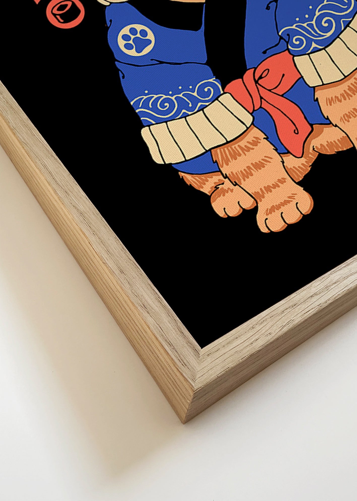 Obraz: japonská ilustrace kočky s rybou – Canvas detail
