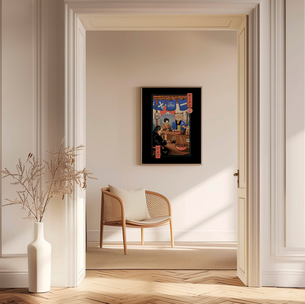 Obraz do kuchyně Ramen Meowster, ilustrovaná ramen kočka – Canvas1