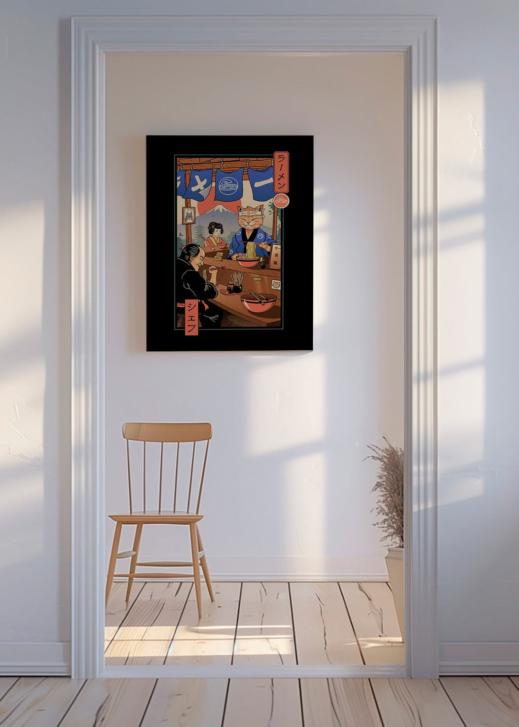 Obraz do kuchyně Ramen Meowster, ilustrovaná ramen kočka – Canvas