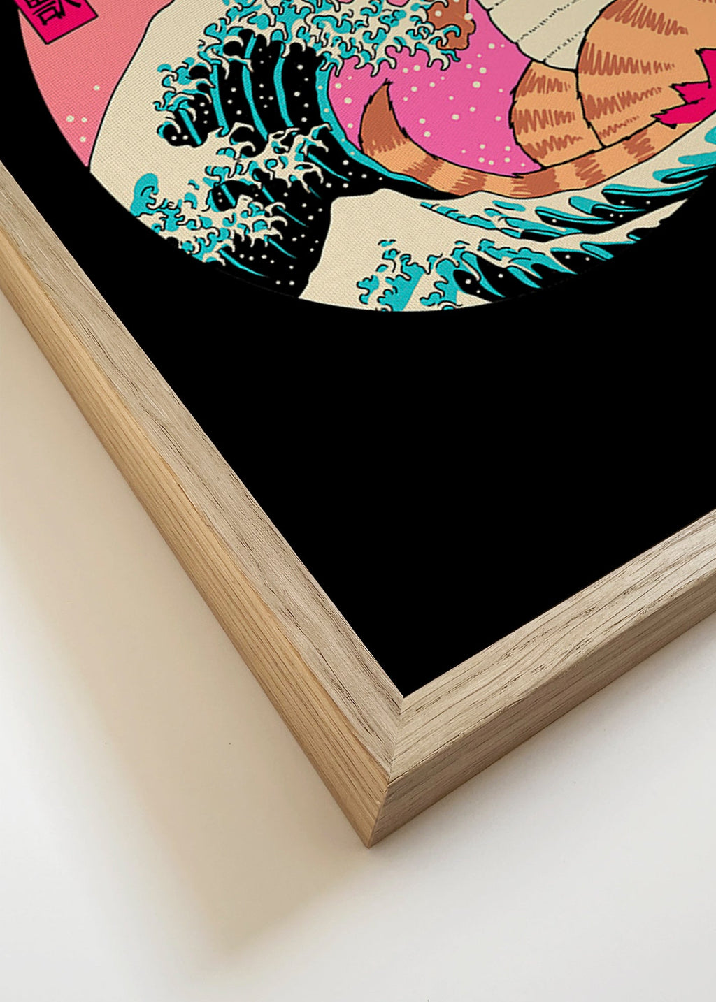 Ilustrace kočky kaiju s vlnou – Canvas detail