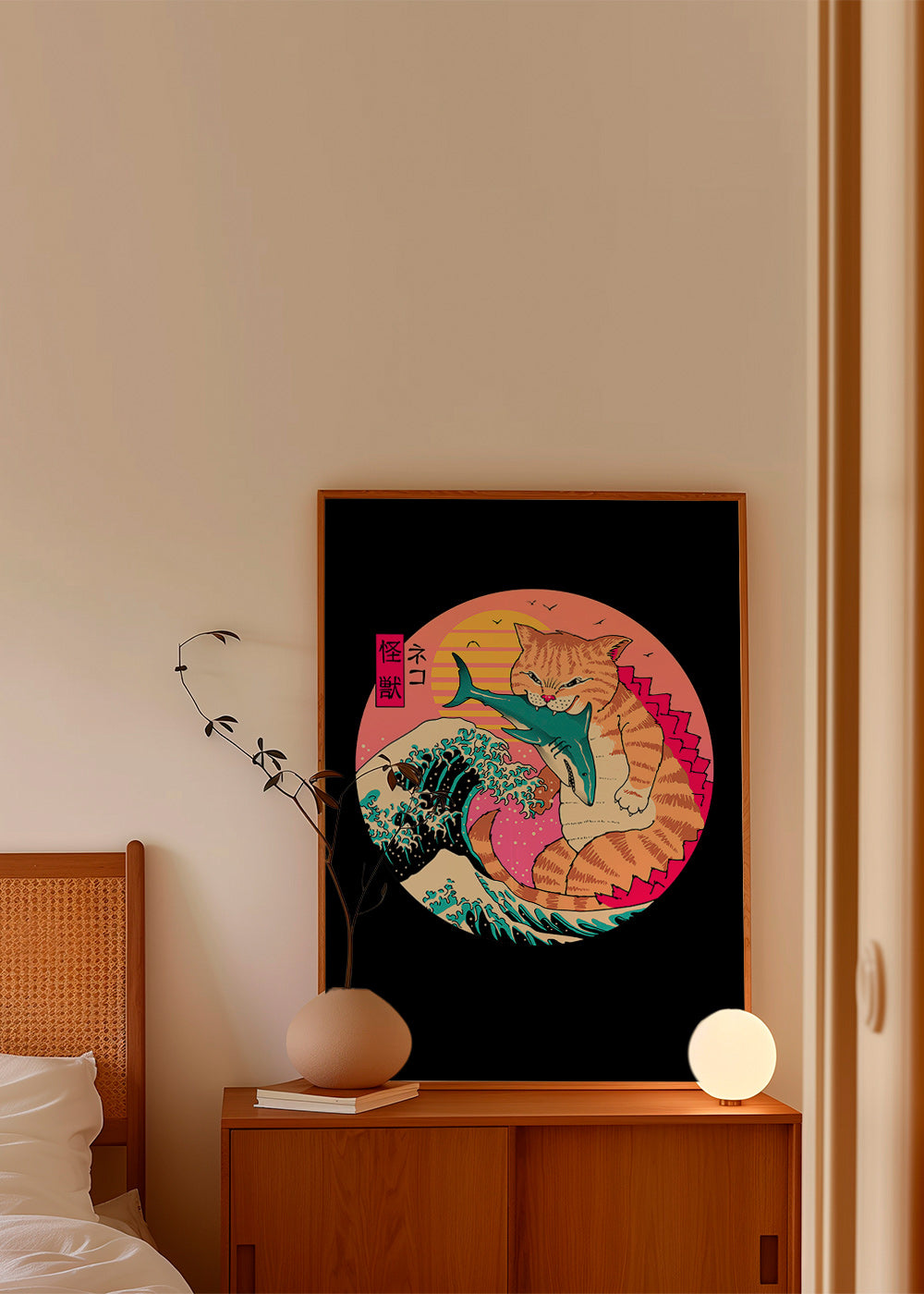 Ilustrace kočky kaiju s vlnou – Product3