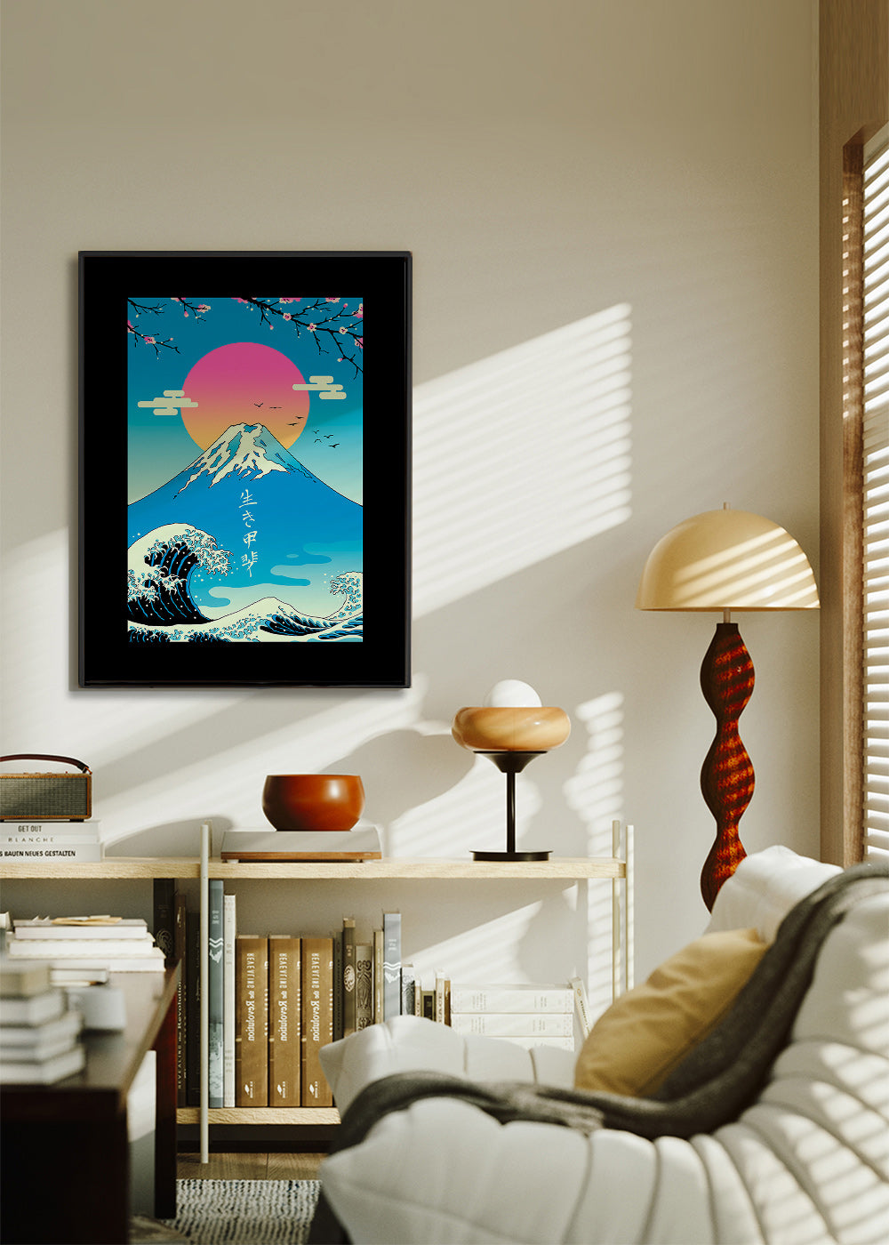 Japonská ilustrace Mount Fuji s ikonickou vlnou – Canvas2