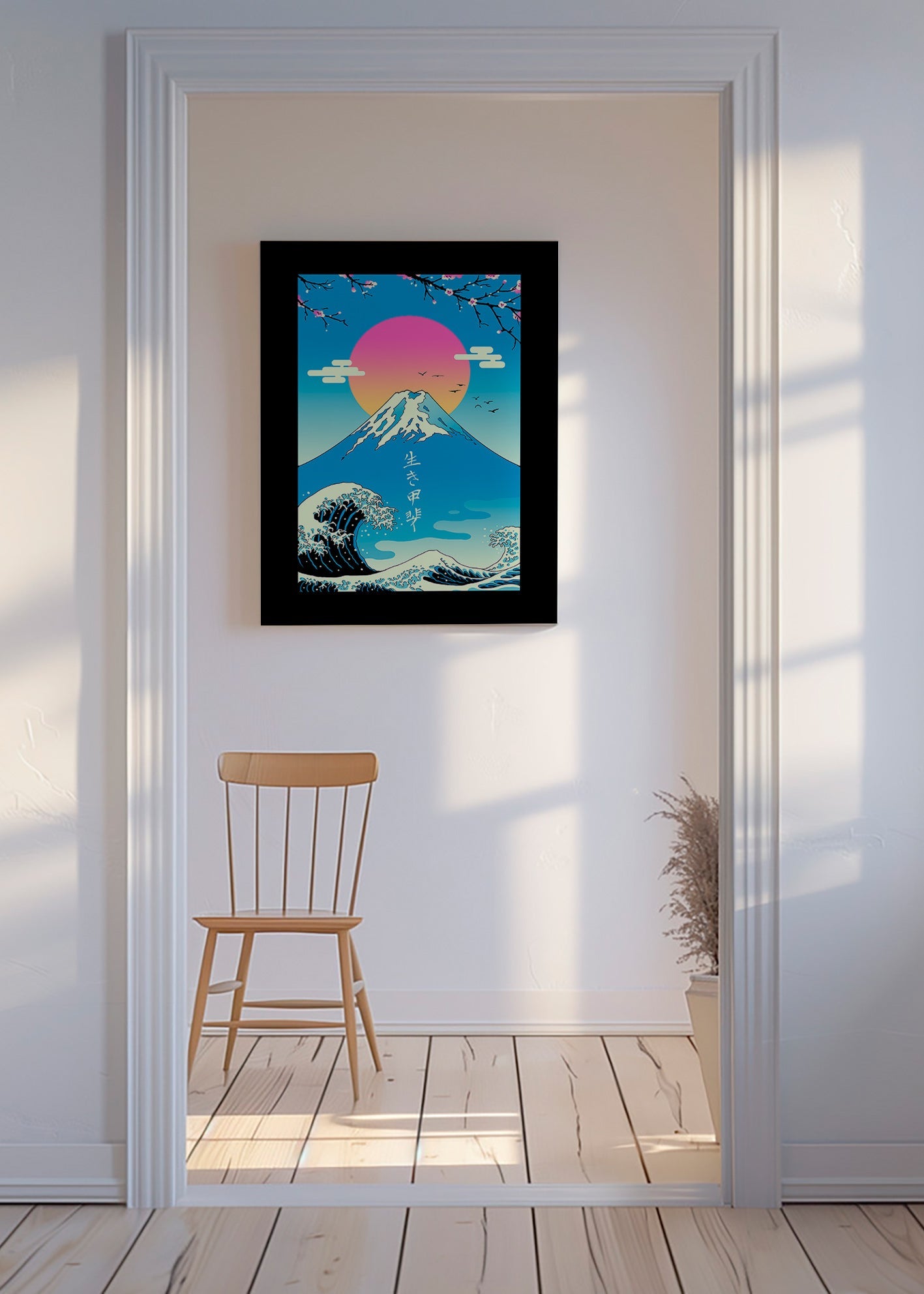 Japonská ilustrace Mount Fuji s ikonickou vlnou – Canvas