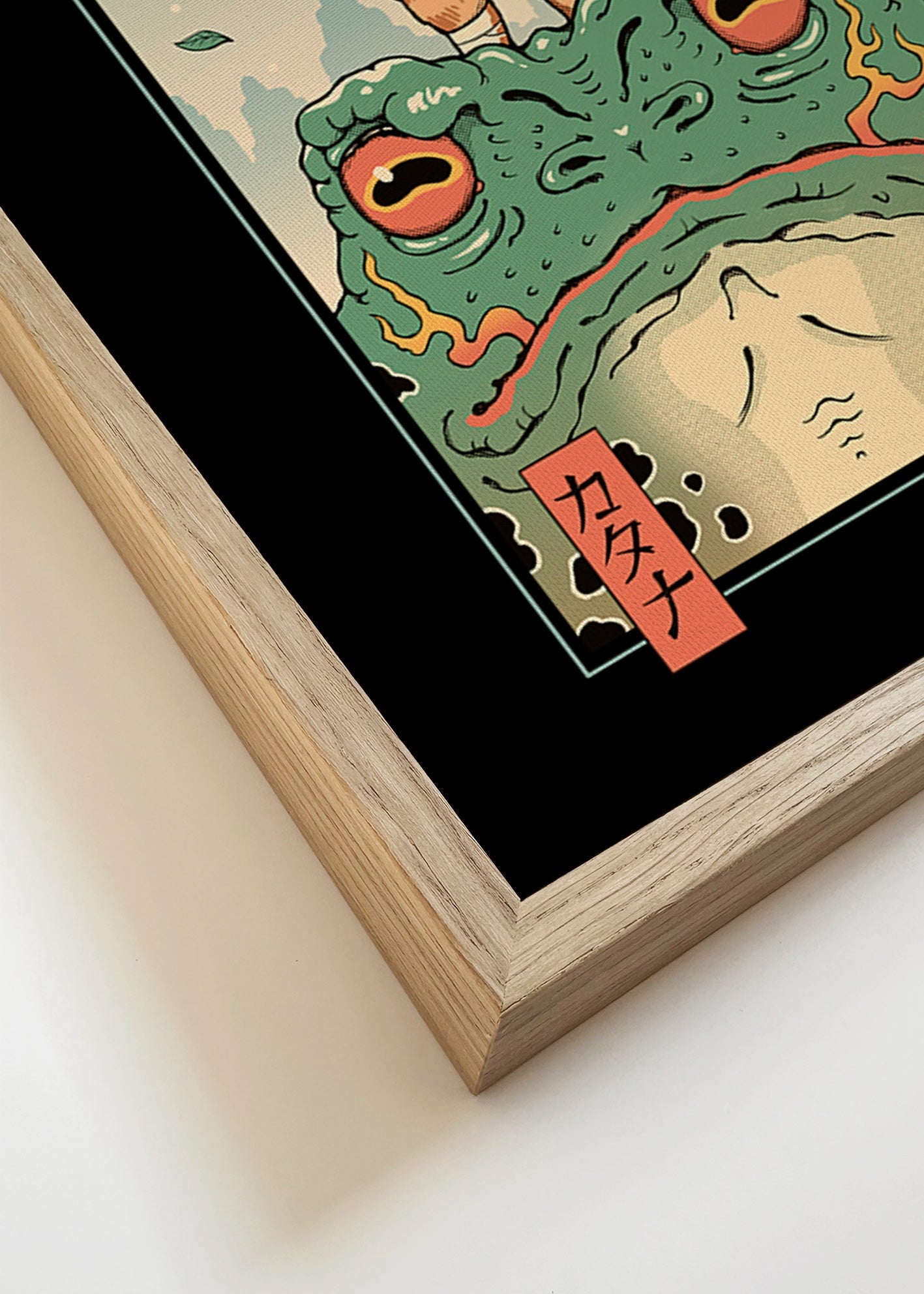 Obraz kocour samuraj na žábě – Canvas detail