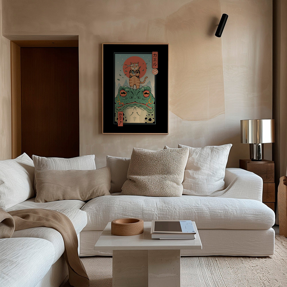 Obraz kocour samuraj na žábě – Canvas2