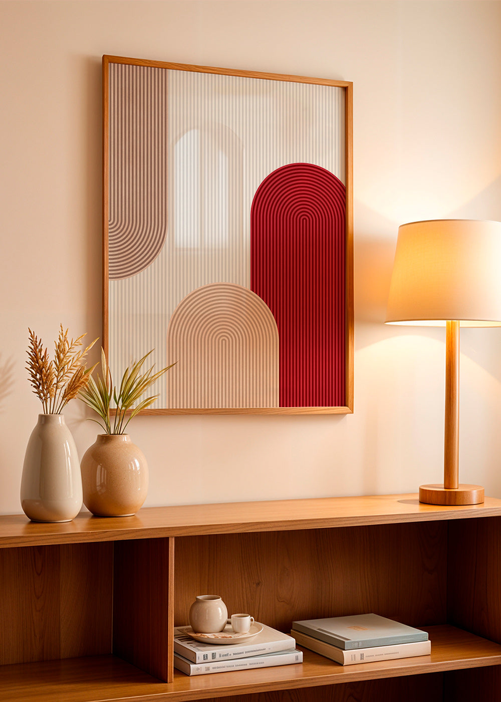 Geometrický plakát s červenými a béžovými oblouky – Product3