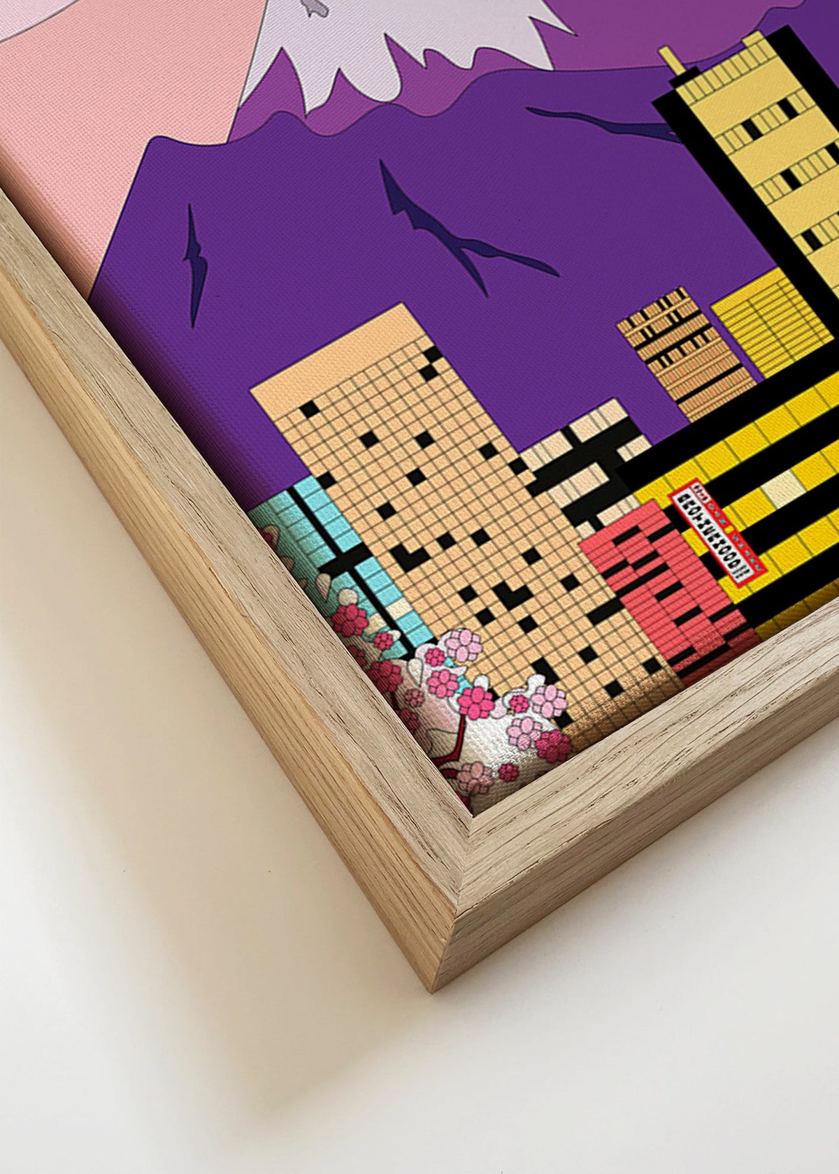 Obraz města Tokio s horou Fudži a sakurou – Canvas detail