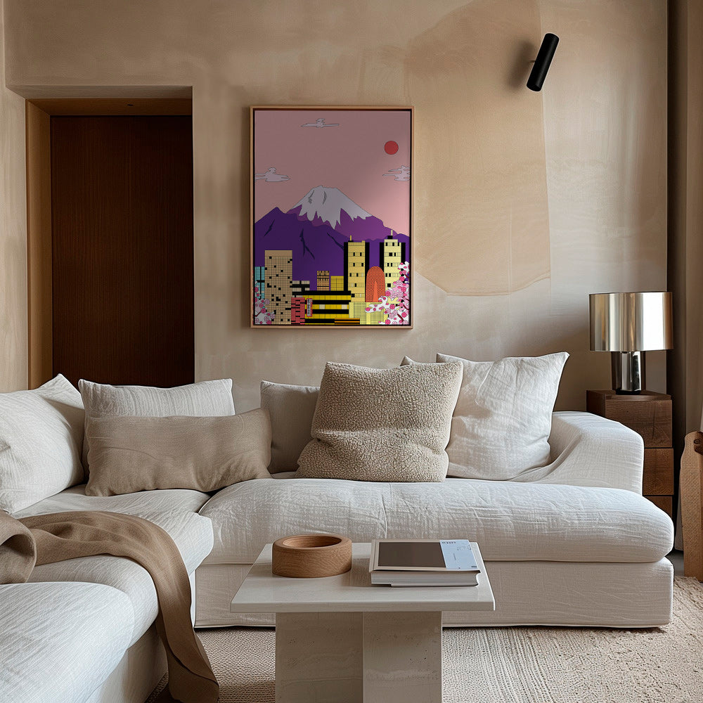Obraz města Tokio s horou Fudži a sakurou – Canvas1