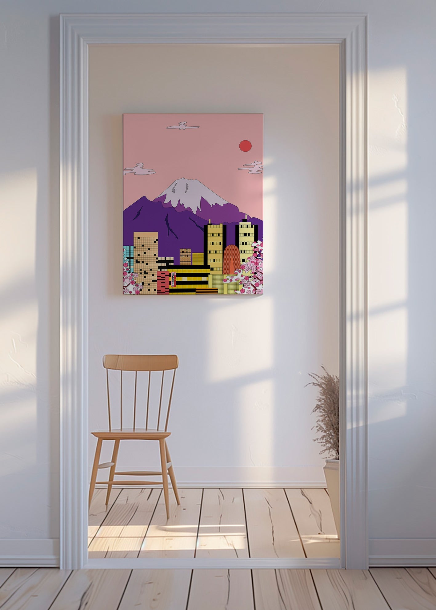 Obraz města Tokio s horou Fudži a sakurou – Canvas