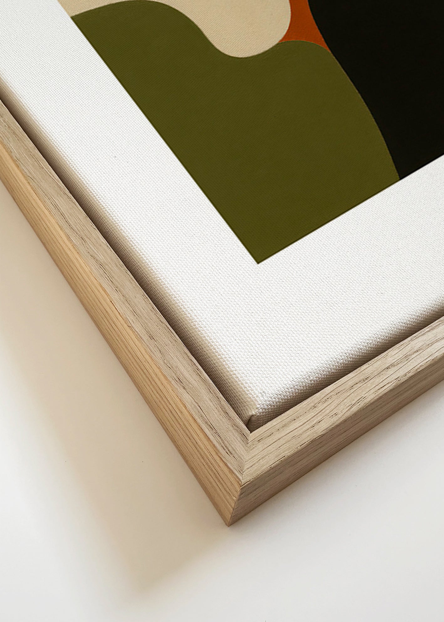 Minimalistický obraz s olivovými tvary – Canvas detail