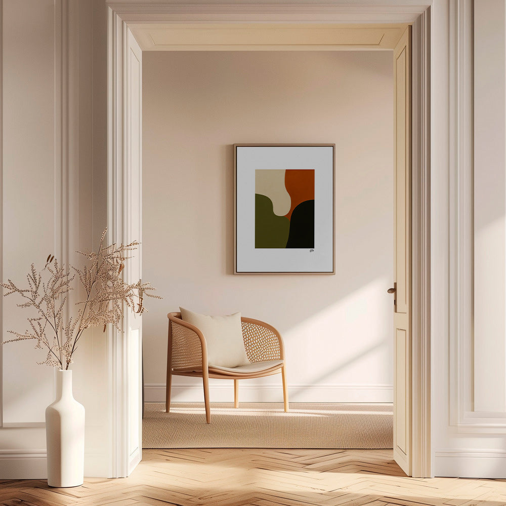 Minimalistický obraz s olivovými tvary – Canvas2