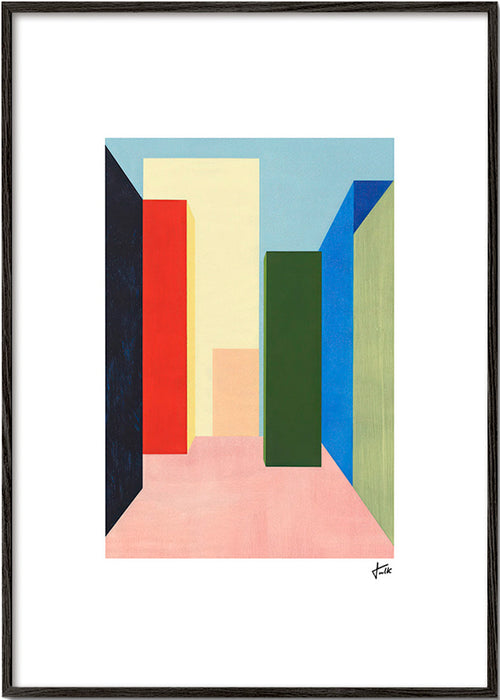 Geometrický obraz barevný koridor – Black Frame