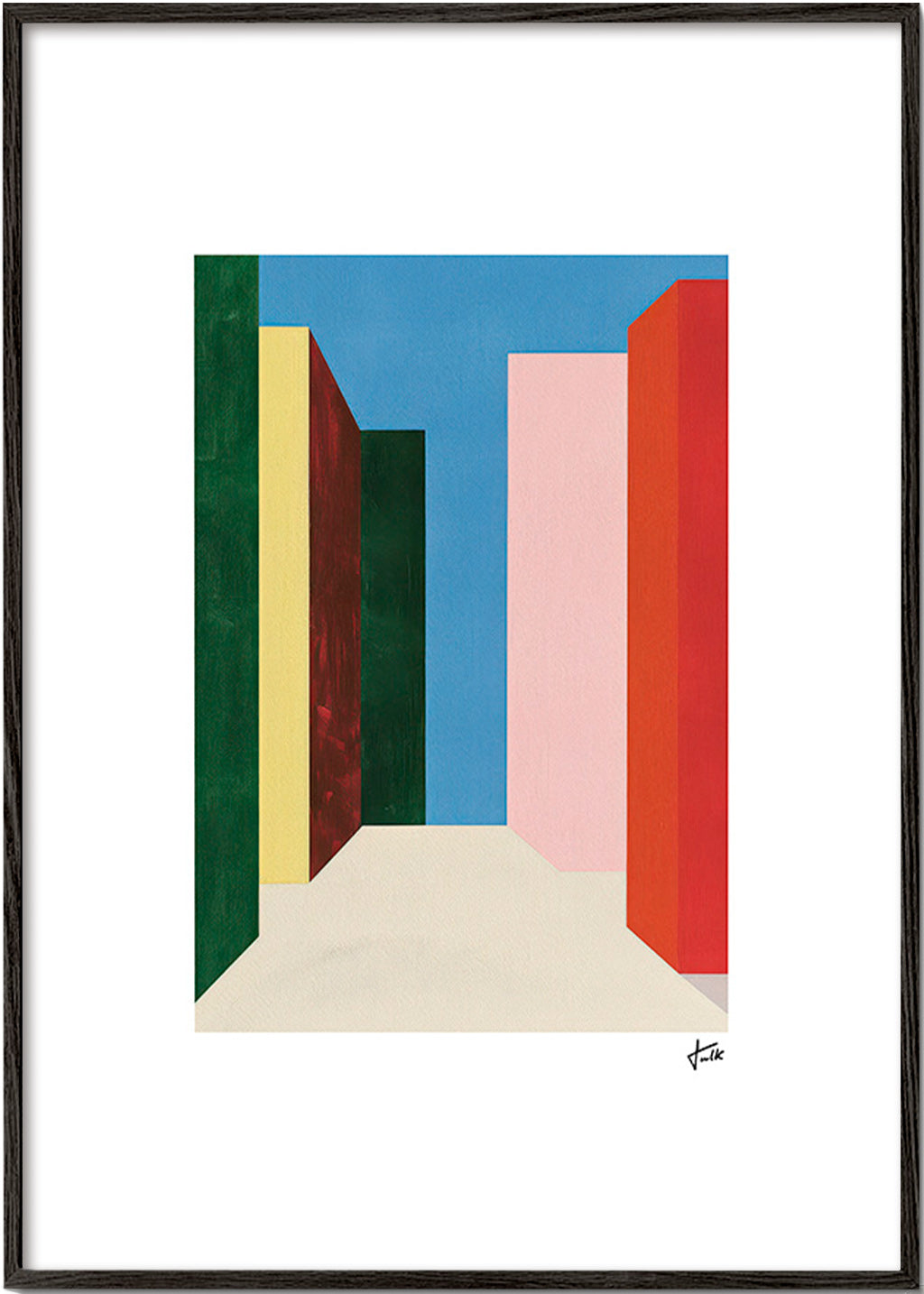 Geometrické dílo: vertikální průchod barev – Black Frame