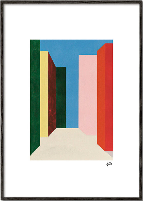 Geometrické dílo: vertikální průchod barev – Black Frame