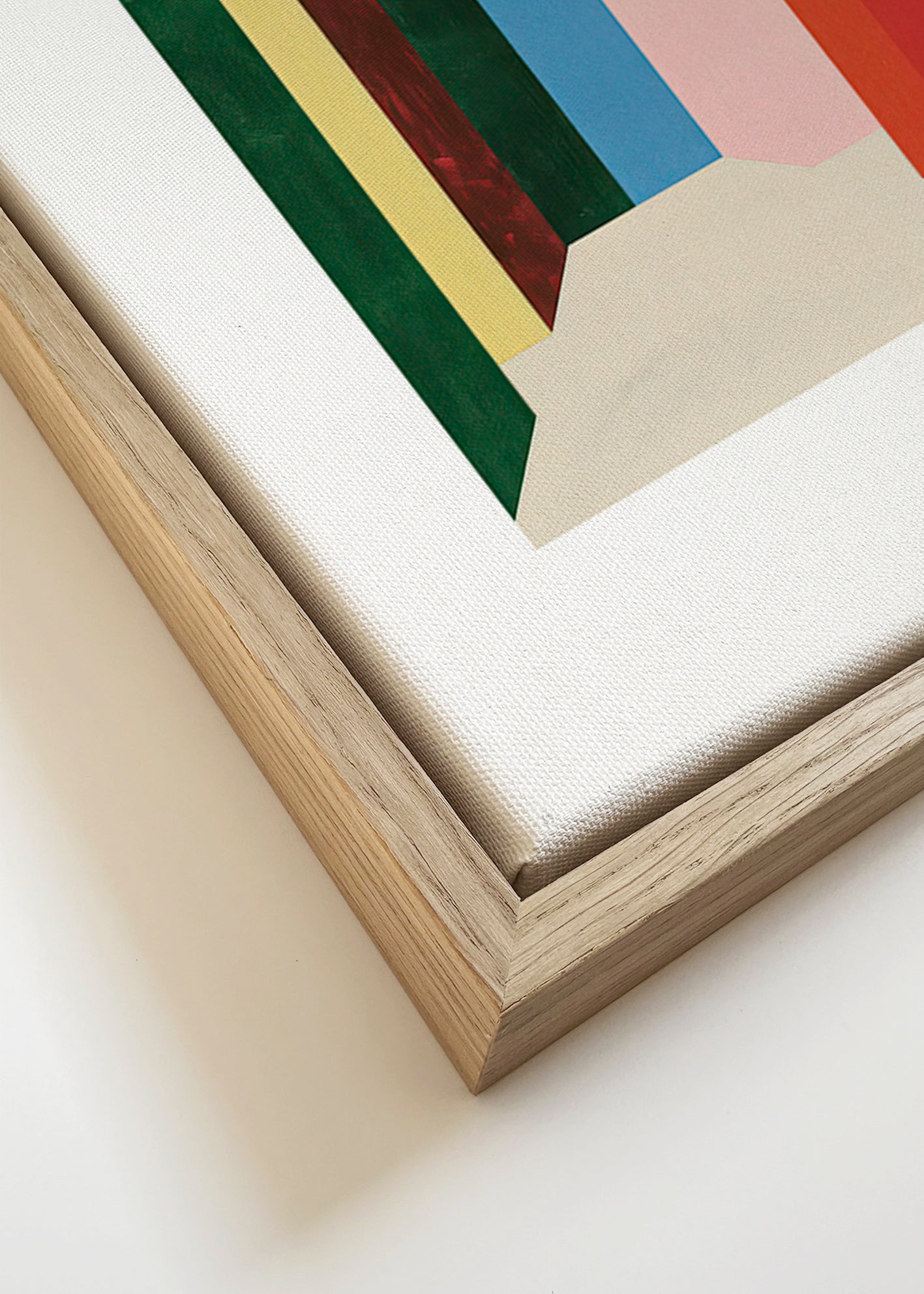 Geometrické dílo: vertikální průchod barev – Canvas detail