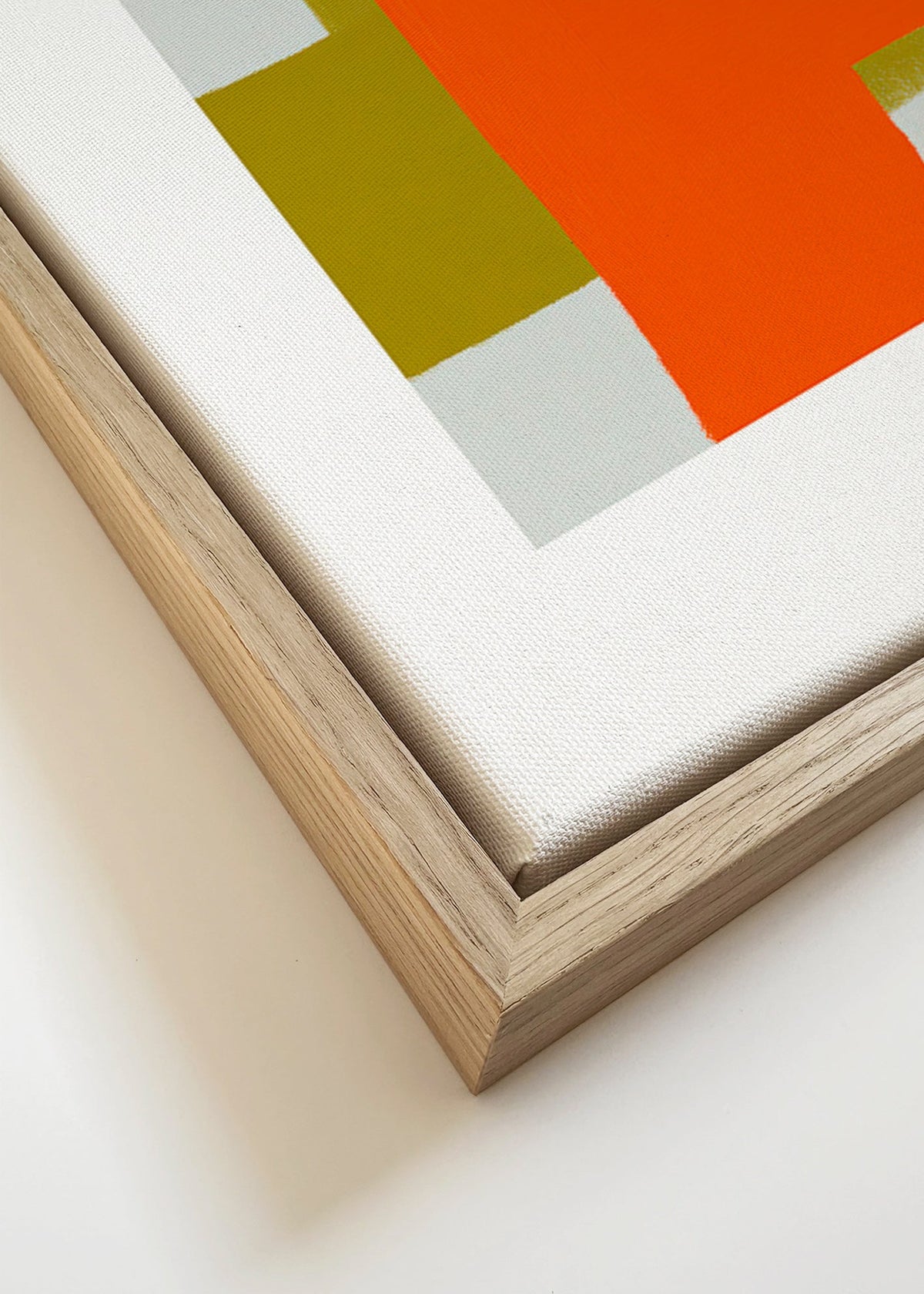 Abstraktní obraz oranžový a zelený s vertikálními tvary – Canvas detail