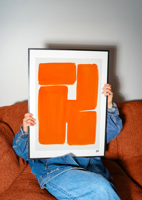 Geometrický obraz s oranžovými bloky – Product1