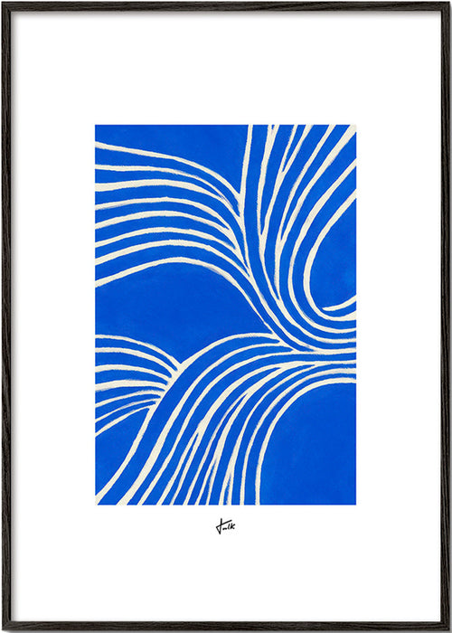 Abstraktní modrá práce s plynulými liniemi – Black Frame