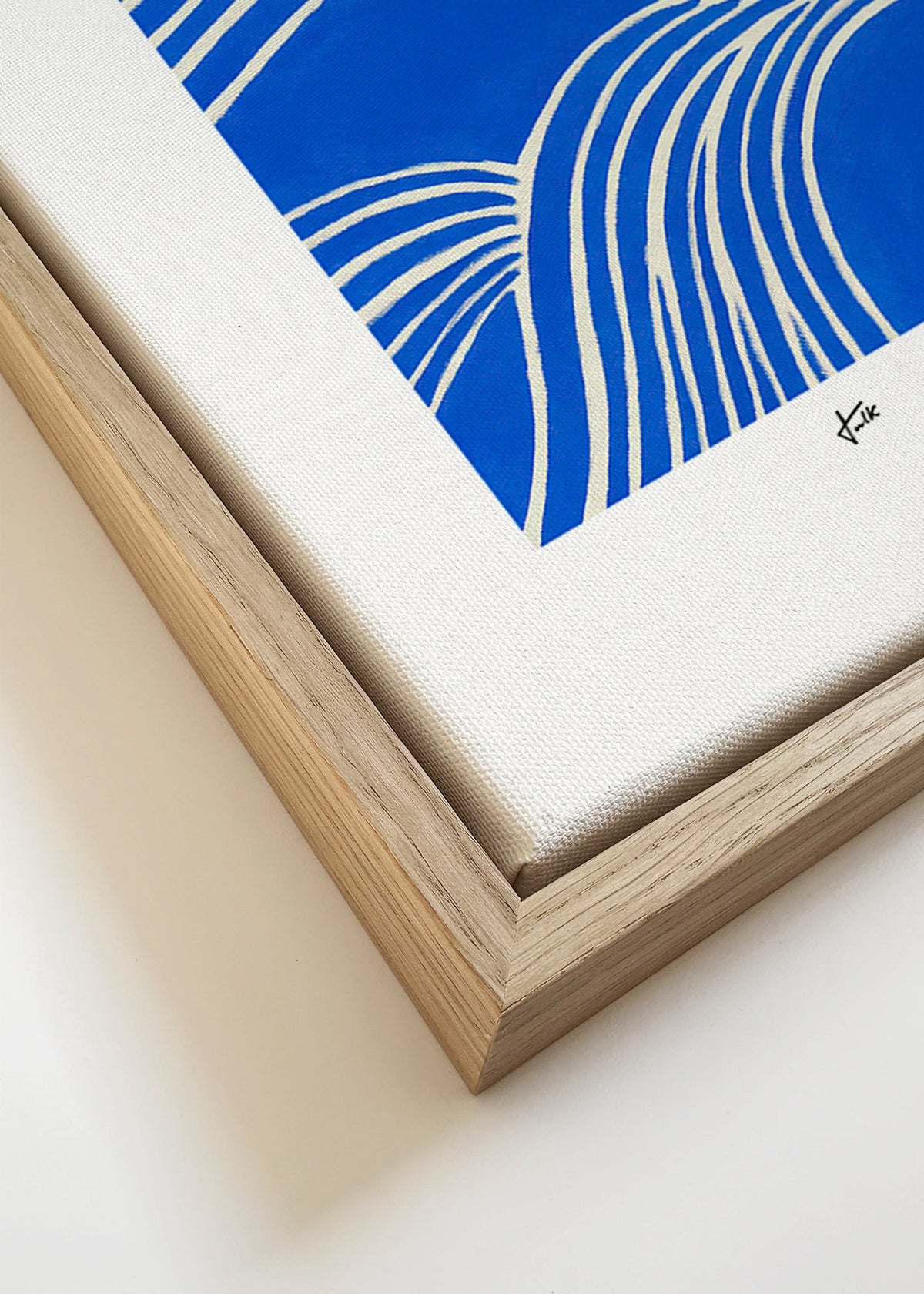 Abstraktní modrá práce s plynulými liniemi – Canvas detail